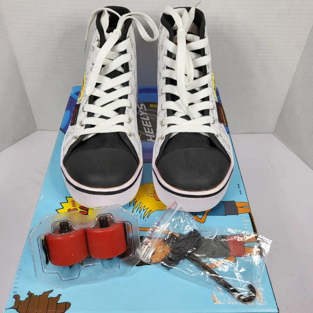 Heelys Hustle Beavis and‎ Butt-Head Mens 6 White Black Excellent Wheeled Shoes